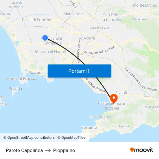 Parete Capolinea to Pioppaino map