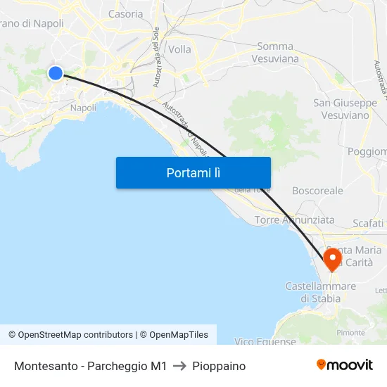 Montesanto - Parcheggio M1 to Pioppaino map