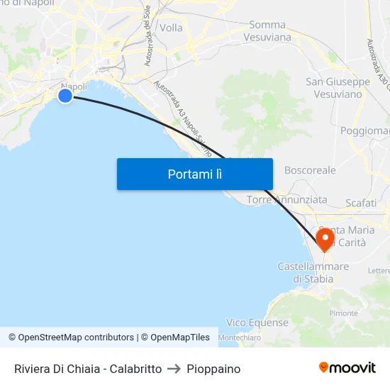 Riviera Di Chiaia - Calabritto to Pioppaino map