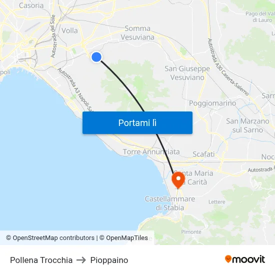 Pollena Trocchia to Pioppaino map