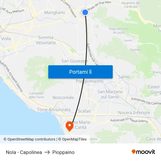 Nola - Capolinea to Pioppaino map