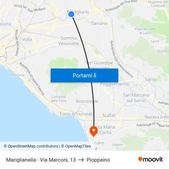 Mariglianella - Via Marconi, 13 to Pioppaino map