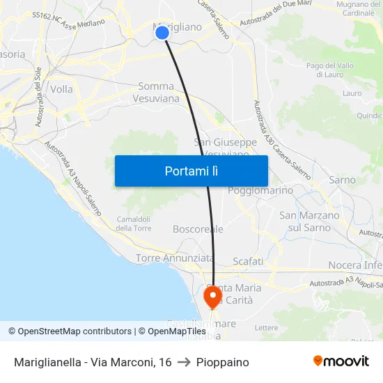 Mariglianella - Via Marconi, 16 to Pioppaino map