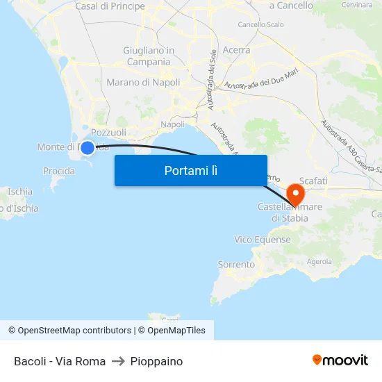 Bacoli - Via Roma to Pioppaino map