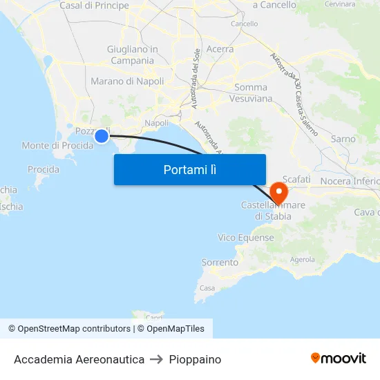 Accademia Aereonautica to Pioppaino map