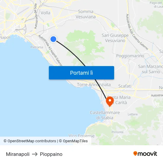 Miranapoli to Pioppaino map
