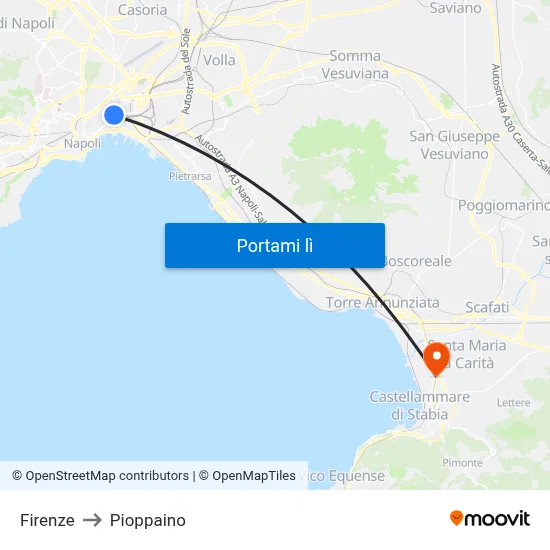 Firenze to Pioppaino map