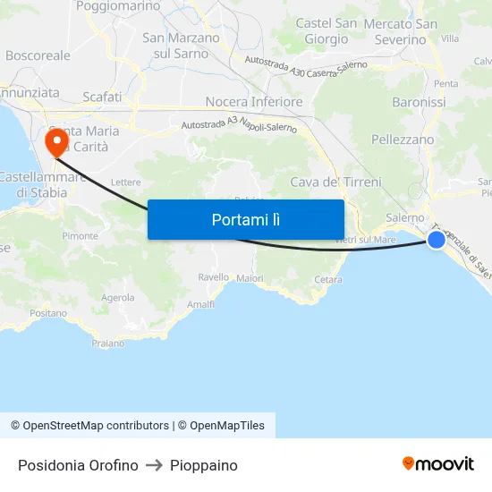 Posidonia Orofino to Pioppaino map