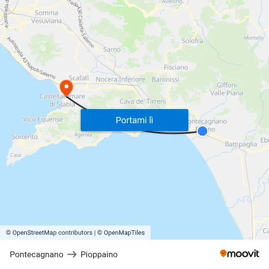 Pontecagnano to Pioppaino map