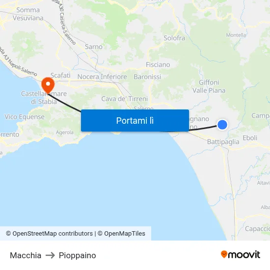 Macchia to Pioppaino map