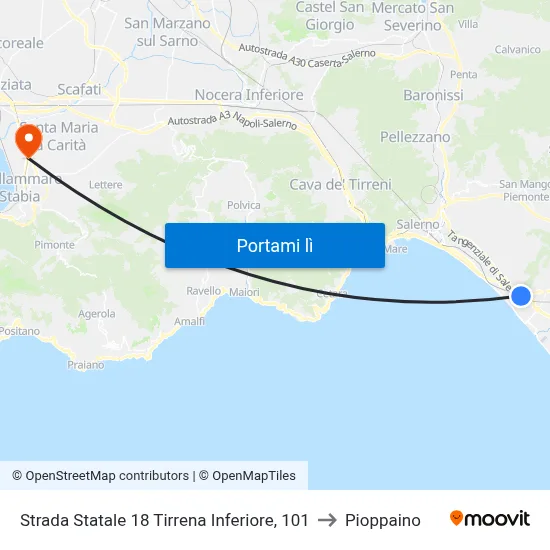Strada Statale 18 Tirrena Inferiore, 101 to Pioppaino map