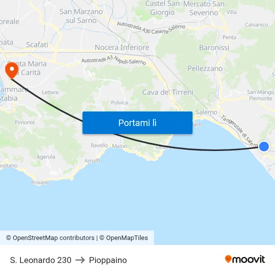 S. Leonardo 230 to Pioppaino map