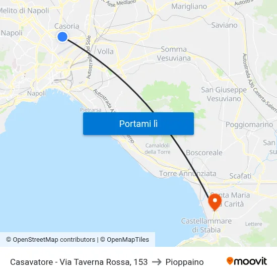 Casavatore - Via Taverna Rossa, 153 to Pioppaino map