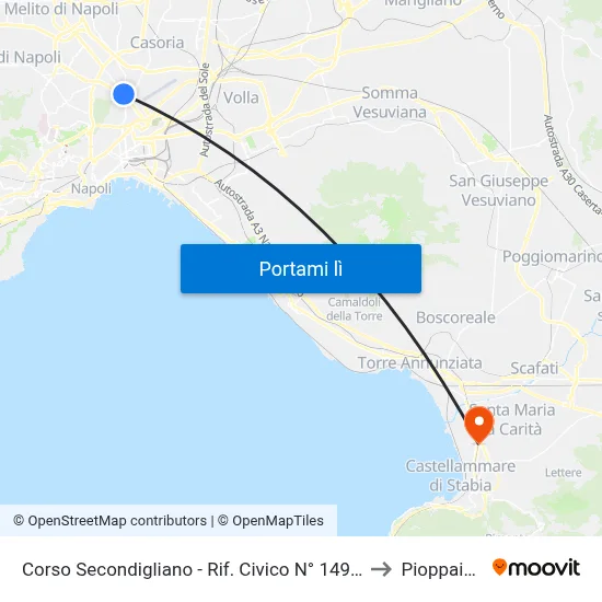 Corso Secondigliano - Rif. Civico N° 149 F to Pioppaino map