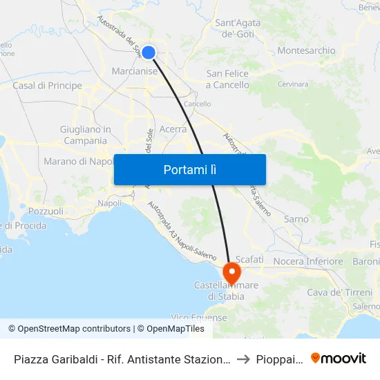 Piazza Garibaldi - Rif. Antistante Stazione FS to Pioppaino map