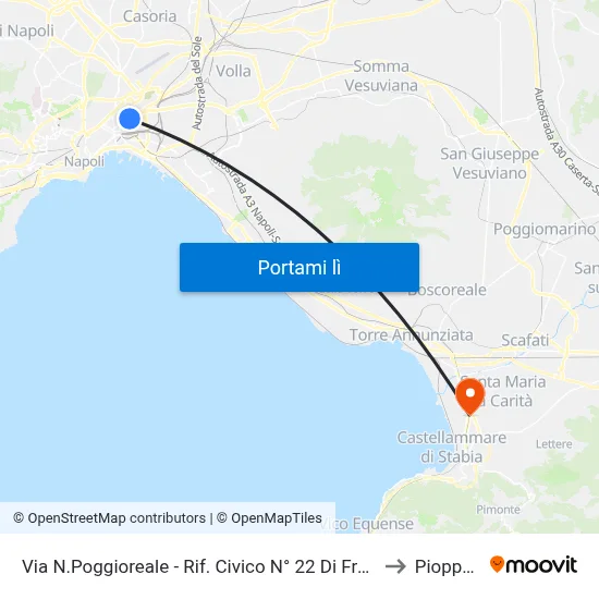 Via N.Poggioreale - Rif. Civico N° 22 Di Fronte Carcere to Pioppaino map
