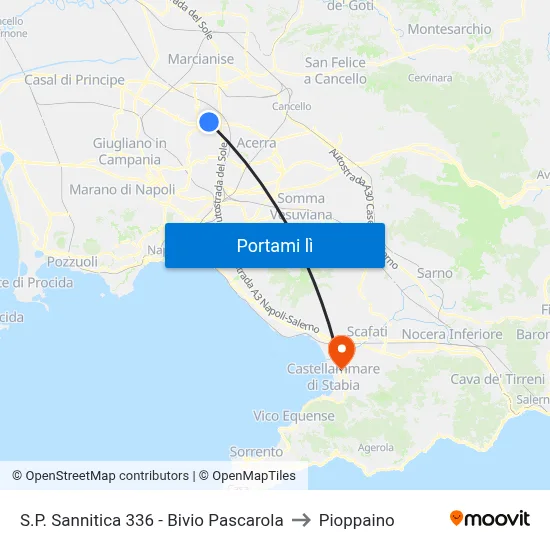 S.P. Sannitica 336 - Bivio Pascarola to Pioppaino map