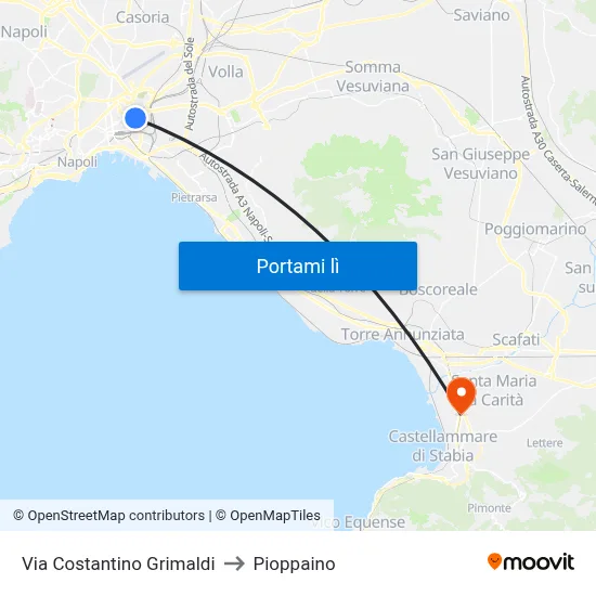 Via Costantino Grimaldi to Pioppaino map