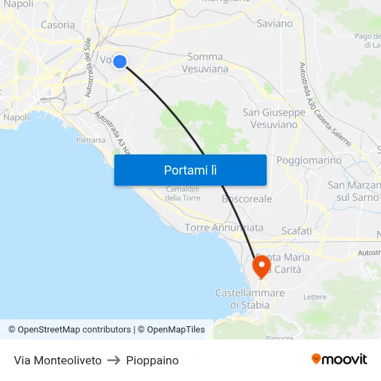 Via Monteoliveto to Pioppaino map