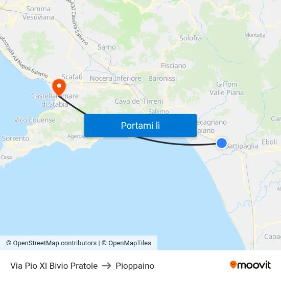 Via Pio XI Bivio Pratole to Pioppaino map