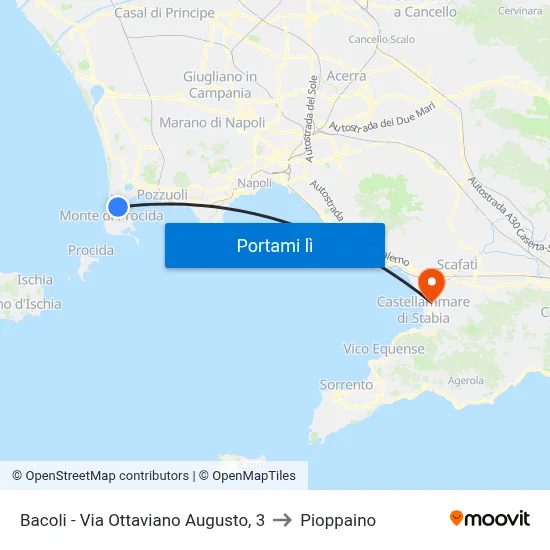 Bacoli - Via Ottaviano Augusto, 3 to Pioppaino map