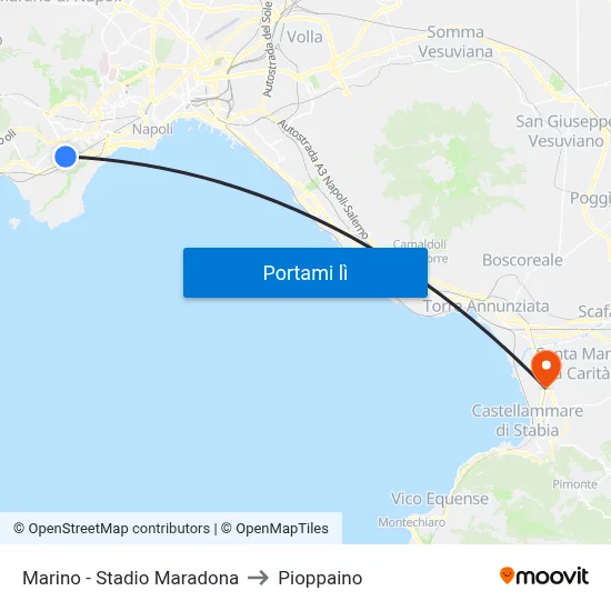 Marino - Stadio Maradona to Pioppaino map