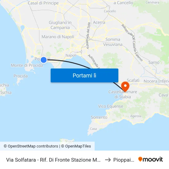 Via Solfatara - Rif. Di Fronte Stazione Metrò to Pioppaino map