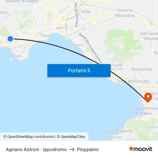 Agnano Astroni - Ippodromo to Pioppaino map