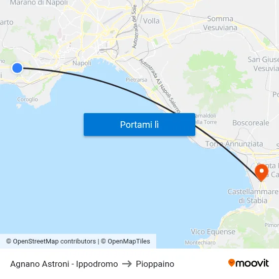 Agnano Astroni - Ippodromo to Pioppaino map