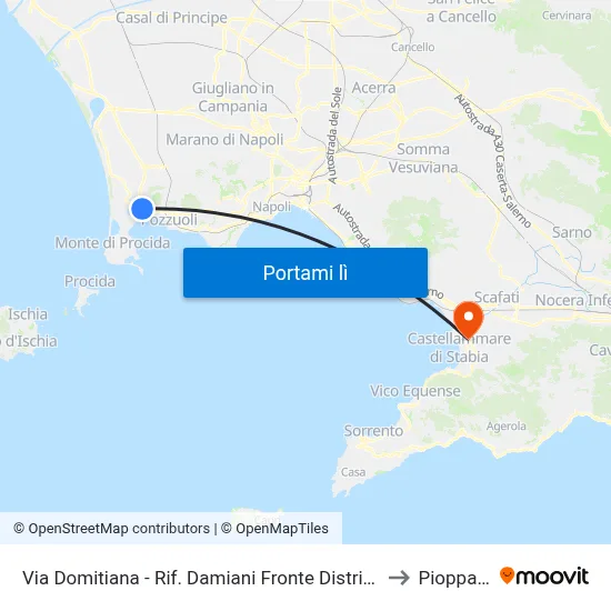 Via Domitiana - Rif. Damiani Fronte Distributore Ip to Pioppaino map