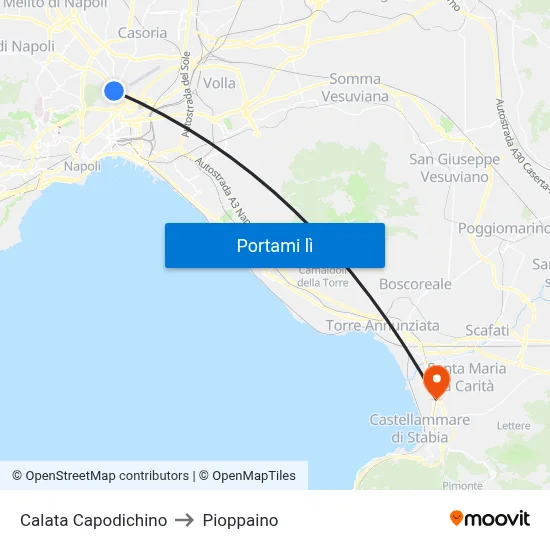 Calata Capodichino to Pioppaino map