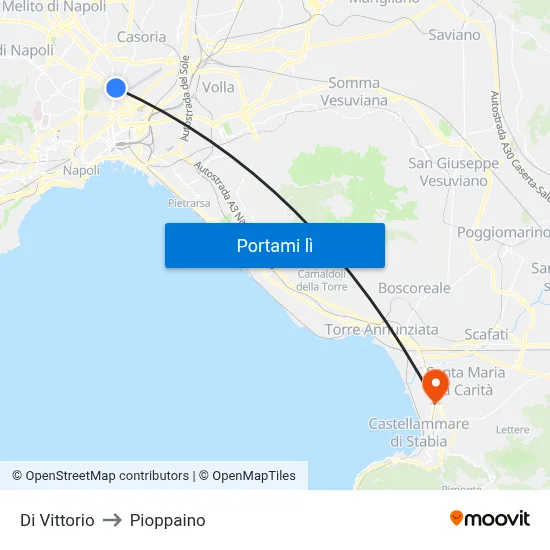 Di Vittorio to Pioppaino map