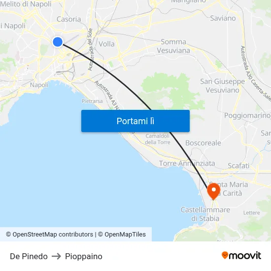 De Pinedo to Pioppaino map
