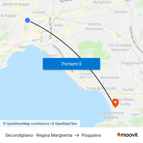 Secondigliano - Regina Margherita to Pioppaino map