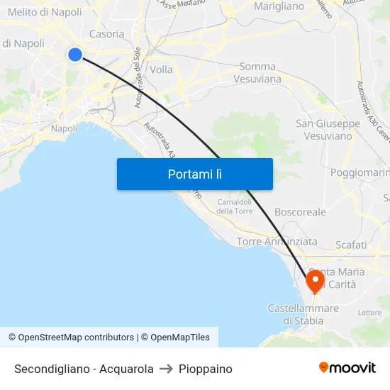 Secondigliano - Acquarola to Pioppaino map