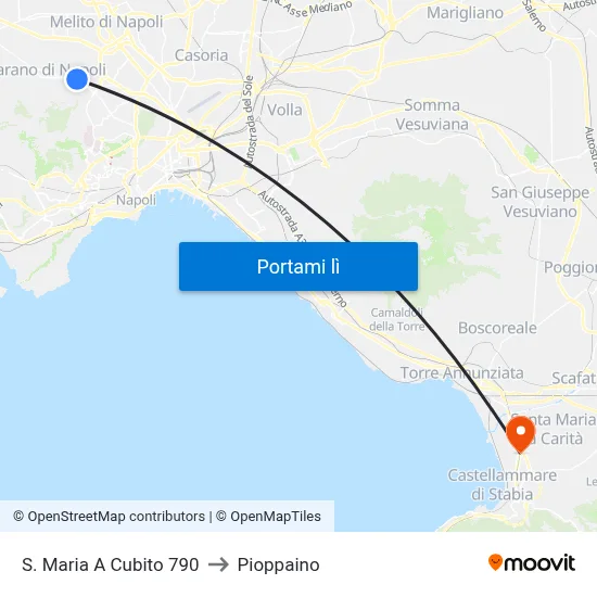 S. Maria A Cubito 790 to Pioppaino map