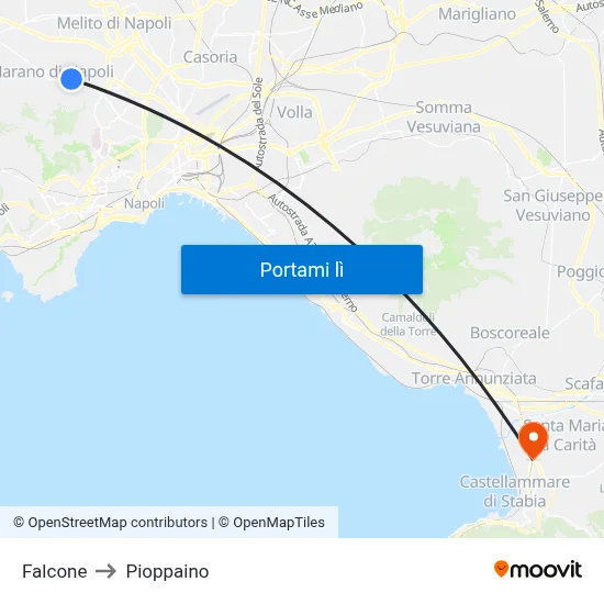 Falcone to Pioppaino map