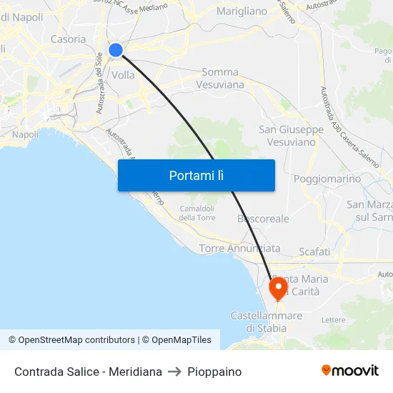 Contrada Salice - Meridiana to Pioppaino map