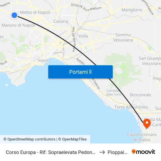 Corso Europa - Rif. Sopraelevata Pedonale to Pioppaino map