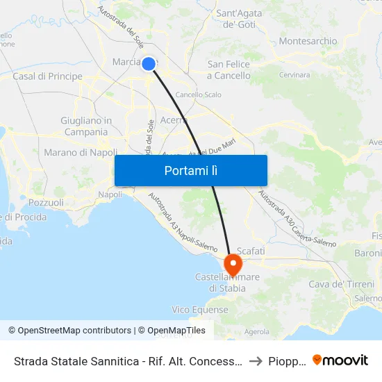 Strada Statale Sannitica - Rif. Alt. Concessionaria Mitsubisci to Pioppaino map