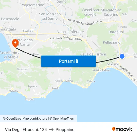 Via Degli Etruschi, 134 to Pioppaino map