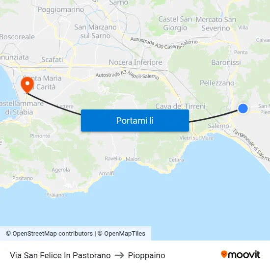 Via San Felice In Pastorano to Pioppaino map