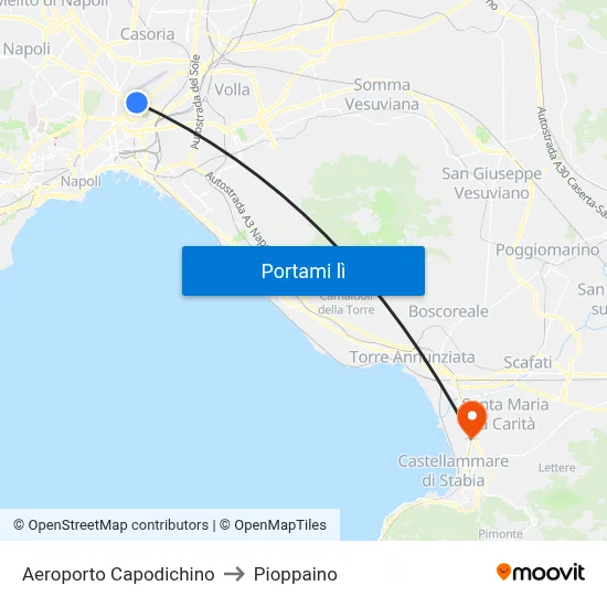 Aeroporto Capodichino to Pioppaino map