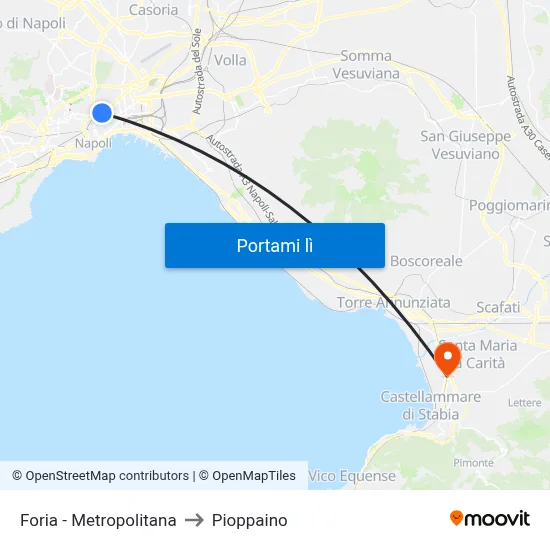 Foria - Metropolitana to Pioppaino map