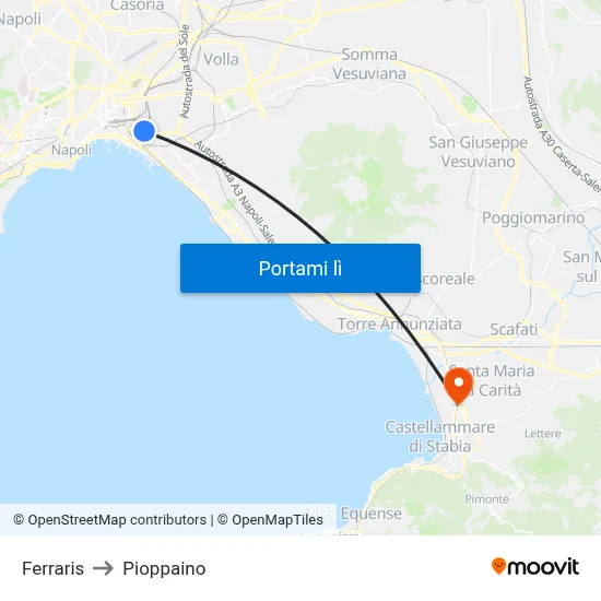 Ferraris to Pioppaino map