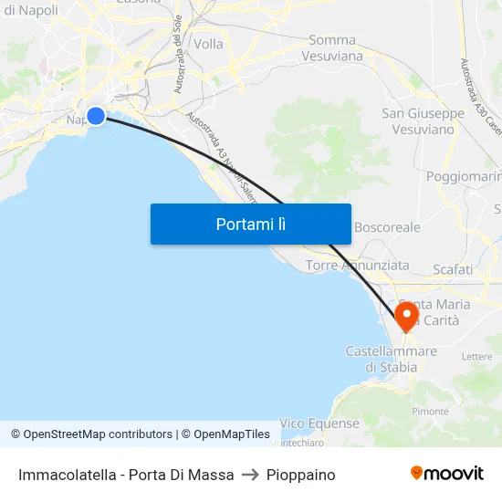 Immacolatella - Porta Di Massa to Pioppaino map
