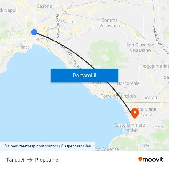 Tanucci to Pioppaino map