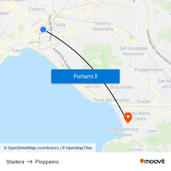 Stadera to Pioppaino map