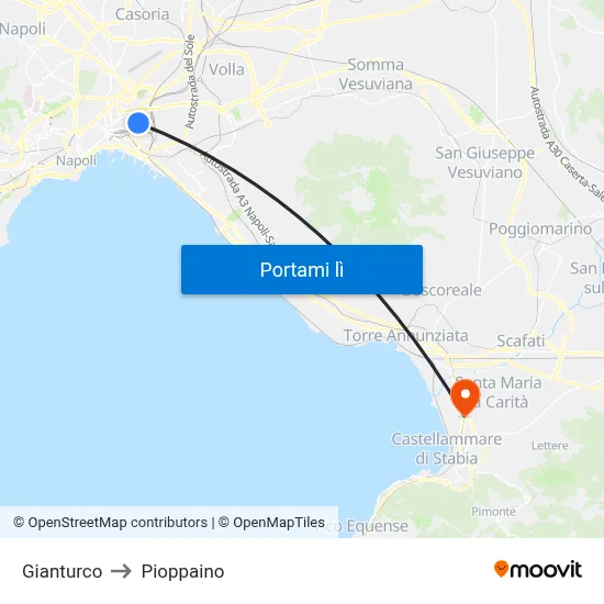 Gianturco to Pioppaino map