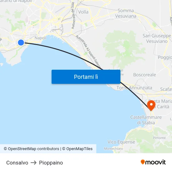 Consalvo to Pioppaino map